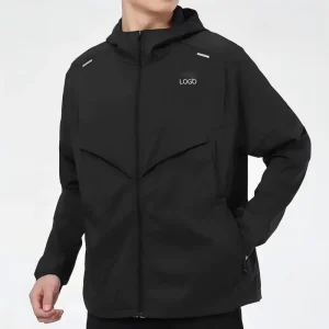 Men’s Windbreaker Jacket Breathable Quick-Dry Hooded Lightweight for Jogging