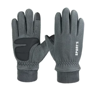 Men’s Winter Cycling & Skiing Gloves Polyester Polar Fleece Lined Thickened Non Slip Touchscreen Enabled Windproof Warm