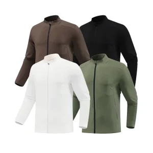 Men’s Winter Outdoor Running Jacket 100% Polyester Windbreaker Stand Collar Quick-Dry Zip Jacket