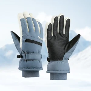 Men’s Winter Ski Gloves with Windproof Water-Resistant Touchscreen, Zipper and Ski Pass Pocket