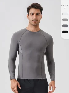 Men’s Winter Sports Fitness Clothing Spandex Nylon Outdoor Training Compression Quick drying Breathable Running Long Sleeve