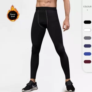 Men’s Winter Thermal Fleece Compression Pants for Yoga Gym Running and Basketball