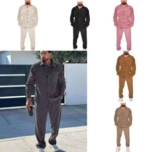 Men’s Winter Thermal Velour Long-Sleeve Sweatshirt Sports Suit