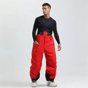 Men’s Winter Thickened Warm Windproof Waterproof Loose Ski Pants