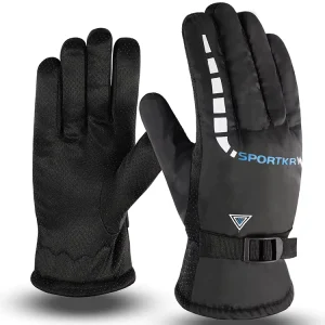 Men’s Winter Warm Gloves for Outdoor Skiing Motorcycle and Electric Bike Riding Thickened Velvet Cycling Gloves