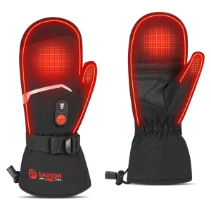 Men’s and Women’s 7.4V 2200mAh Rechargeable Heated Leather Ski Gloves