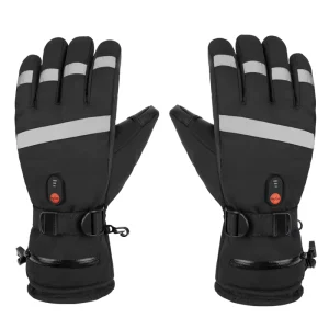 Men’s and Women’s Leather Waterproof Full Finger Gloves Outdoor Sports Winter Warm Rechargeable Lithium Battery Thin Heated Touch