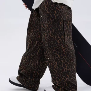 Men’s and Women’s Leopard Loose-Fit Waterproof Breathable Windproof Warm Ski Pants