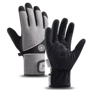 Men’s and Women’s White Winter Ski and Riding Gloves, Touchscreen, Five-Finger, Cotton
