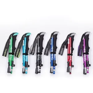 Multifunction Walking Stick Trekking Pole 5 Section Adjustable Collapsible Lightweight Aluminum Alloy EVA Handle Carbon Tungsten