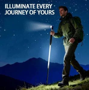 Multifunctional Aluminum Alloy Hiking Stick Rechargeable High Voltage Electric Shock Stick For Fishing Trekking Waterproof IP65