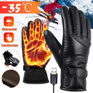 Mydays Tech PU Waterproof Touchscreen Rechargeable Battery Electric Heating Winter Hand Warmer Gloves for Safety Ski Hiking
