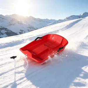 New Arrival Bright Red Snow Toboggan High Toughness Plastic Sled With Pull Rope for Snow Hill Mountain Outdoor Entertainment