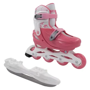 OEM 2 IN 1 Kids Hard Boot Inline & Ice Skate Shoes Adjustable for Children Teen Junior Baby CE EN15638 Certified