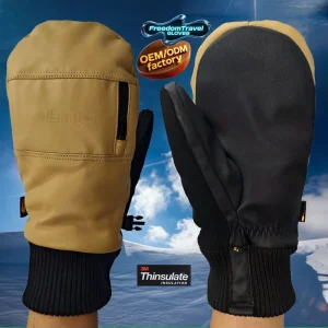 OEM Factory Winter Goatskin Ski Gloves Mittens for Kids Men & Women with Fleece Thermal Insulated & Warm Features