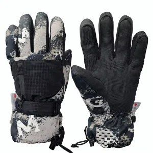 OEM Snow Ski Gloves Digital Print Premium Breathable Fabric Waterproof Split Finger Optional Primaloft for