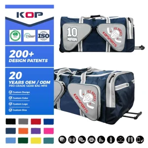OEM Super Large Capacity Heavy Duty Wheeled Ice Hockey Equipment Bag for Adults with Trolley Handle