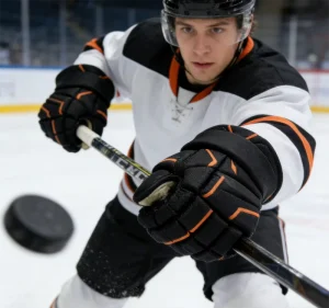 Orange and Black Composite Ice Hockey Glove, Sizes 13/14