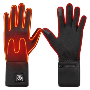 Outdoor Snowboarding Waterproof Rechargeable Heated Ski Gloves with Touchscreen Compatible Split Finger Liner