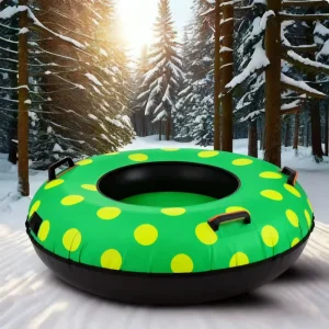 PP Inflatable Snow Sled, Donut Design, Reinforced Handles, Kids and Adults
