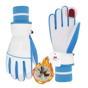 PRI Fashionable White Heat Preservation Waterproof Winter Goatskin Leather Glove