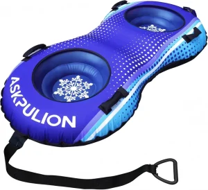 PVC Double Inflatable Snow Tube Sled with Towing Rope, Parent-Child