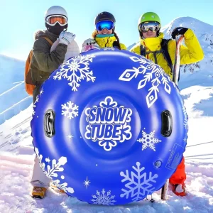PVC Inflatable Snow Tube, Heavy Duty, Thickened Hard Bottom, Foldable, for Kids and Adults