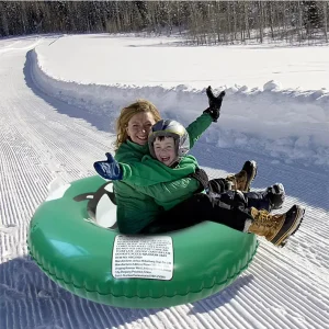 PVC Inflatable Snow Tube with Snowman & Penguin Patterns Winter Ski Pull Sled for Adults and Kids Outdoor Use