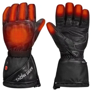 Polan Warehouse Winter Waterproof Motorbike USB Riding Electric Rechargeable Battery Powered Heated Leather Motorcycle Gloves