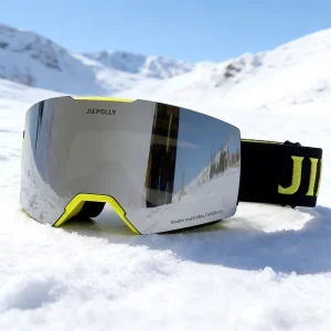 Polarized Anti-Fog UV400 Snow Goggles Magnetic-Lens System Grey Purple TPU Frame Adjustable Strap for Men