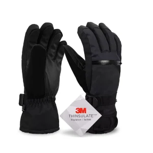 Professional 3M Ski Gloves for Men Waterproof Heather Grey Snowboard Gloves Thermal Winter Snow Gloves