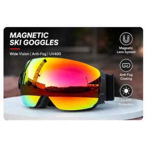 Professional Spherical Frameless Magnetic Ski Goggles Anti Fog Snowboard Goggles for Men Women