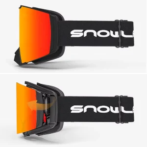 Pull up Ski Goggles Snow Ski Magnetic Quick Vent Design Active Blowing System Panoramic Cylindrical Lens Design
