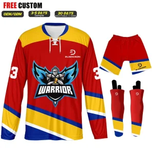 Quick Dry Long Sleeve Training Hockey Wear Set Customizable Team Sublimation Printing Logo Blank Ice Hockey Jersey