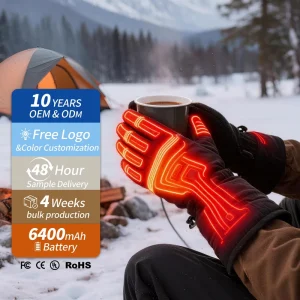 Rechargeable Battery Heated Motorcycle Gloves Black Winter Safety Waterproof UV Protection Men’s Gloves