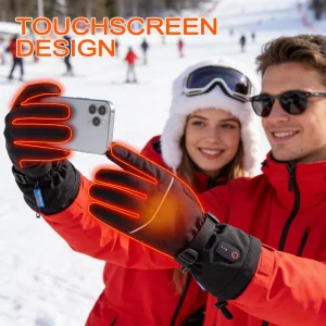 Rechargeable Electric Heated Touchscreen Gloves for Winter Skiing and Outdoor Sports