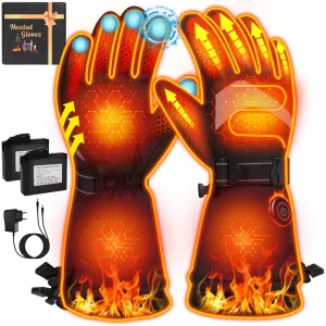 Rechargeable Heated Gloves for Men and Women 7.4V Fast Heating Waterproof Twill Fabric Arthritis Relief Cold Winter Gloves