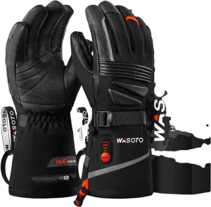Rechargeable Heated Waterproof Breathable Full-Finger Gloves for Skiing, Snowboarding, Hiking, and Motorcycle Riding