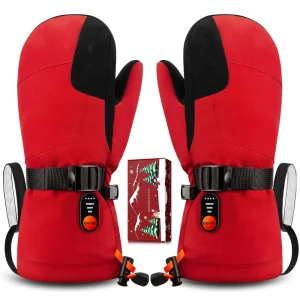 Rechargeable Heated Waterproof Velvet Polyester Gloves for Kids, Snowboarding