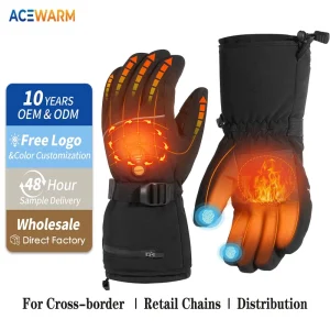 Rechargeable Warm Heated Unisex Split Finger Gloves Touchscreen Compatible Waterproof Windproof Nylon Winter Ski Outdoor
