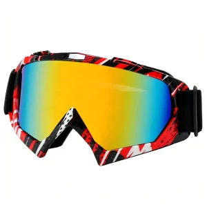 Red Black Graffiti UV400 Rimless Sports Goggles Unisex Cycling Ski Motocross
