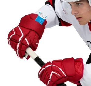 Red Ice Hockey Glove with Enhanced Grip