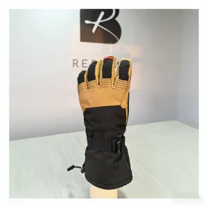 Reliable Two Tone Ski Glove Polyester Waterproof Thermal Insulation Abrasion Resistant Split Finger Zipper Pocket Adjustable Fit