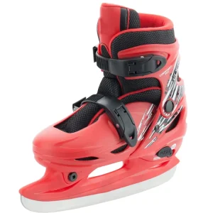 Rental Ice Hockey Skates Model RSH01 PVC Upper PP Outsole Adjustable White Blue Stainless Steel Blade