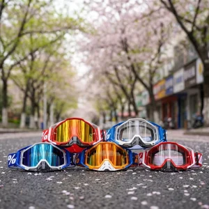 Rimless UV400 Anti-Glare Cycling Motorcycle Ski Goggles Lightweight Replaceable Lenses