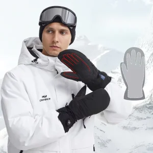 Rotating Button Ski Gloves with Wear Resistant Fabric and Flexible Windproof Wrist Protection