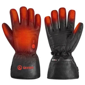 SAVIOR Full Goat skin Waterproof Winter 7.4V 2200mAh Rechargeable Touch Screen Snowboard Leather Electric Heated Ski Gloves