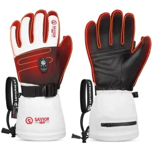 SAVIOR High Quality Waterproof Goat Leather Ski Gloves 7.4V 3000mAh Rechargeable Battery Winter Touch Screen Heated Gloves