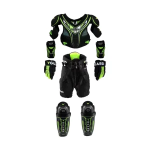 STANLEY Green 10” Ice Hockey Protective Gear Set Model V5 Junior Hockey Equipment Includes Shoulder Elbow Shin Pads Gloves 4kg