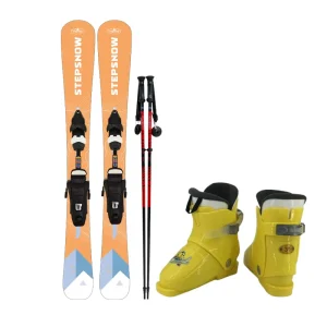 STEPSNOW Kids Children Beginner Ski Bindings Boots Poles Set For Snowboarding Skiing Equipment